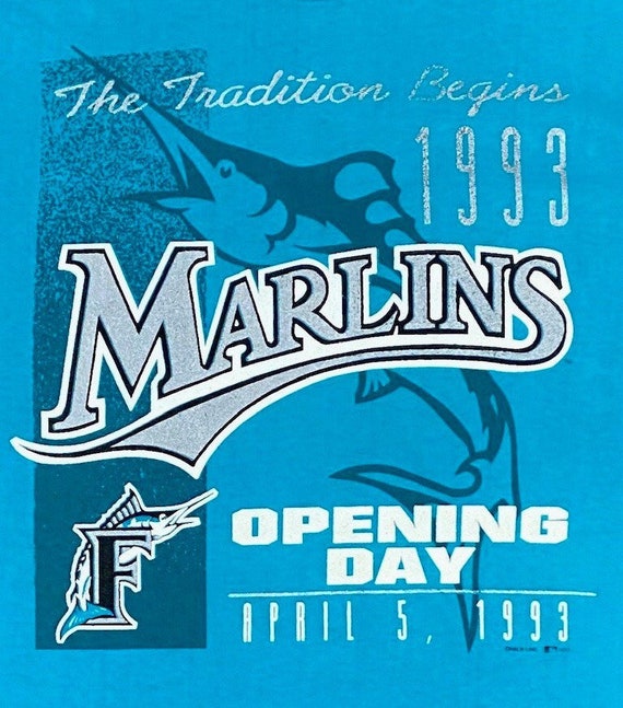 Vintage Florida Marlins Shirt Inaugural Day 90s Adult L Team Photo MLB  Baseball