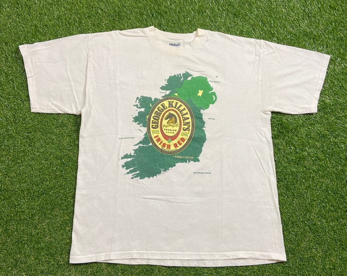 Vintage George Killians T Shirt Tee Gildan Size Xtra Large XL Irish Red Guinness Irish Beer Ireland Brewery Alcohol 1990s 90s