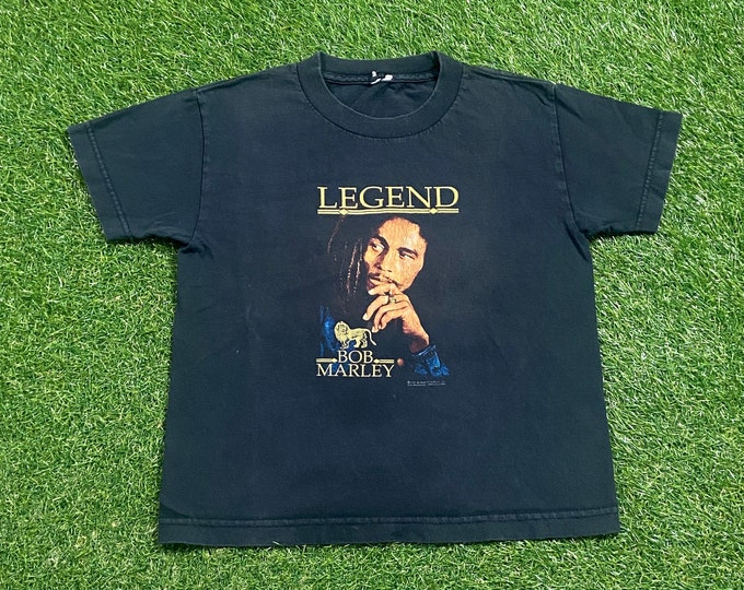 Vintage Bob Marley T Shirt Tee Size Youth Medium One Love Legend Rare Print Classic Reggae Music 1990s 90s