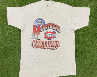 Vintage Montreal Canadiens 1992 T Shirt Fruit of the Loom Made in Canada Size Xtra Large XL NHL Hockey Quebec 1990s 90s
