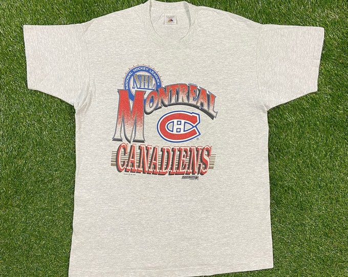 Vintage Montreal Canadiens 1992 T Shirt Fruit of the Loom Made in Canada Size Xtra Large XL NHL Hockey Quebec 1990s 90s