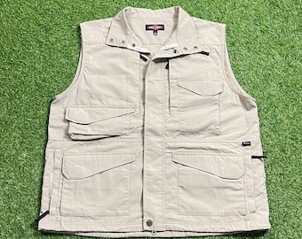 Vintage Beige Winter Athletic Vest Jacket Tru Spec Size Large L Warm Zipper Jacket Coat Hiking Coat Quality Great Fit 1990s 90s