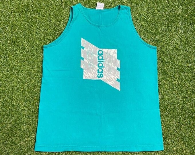 Vintage Adidas Tank Top Shirt Made USA Size Large L RARE New York Three Stipes 80s 1980s Classic Original