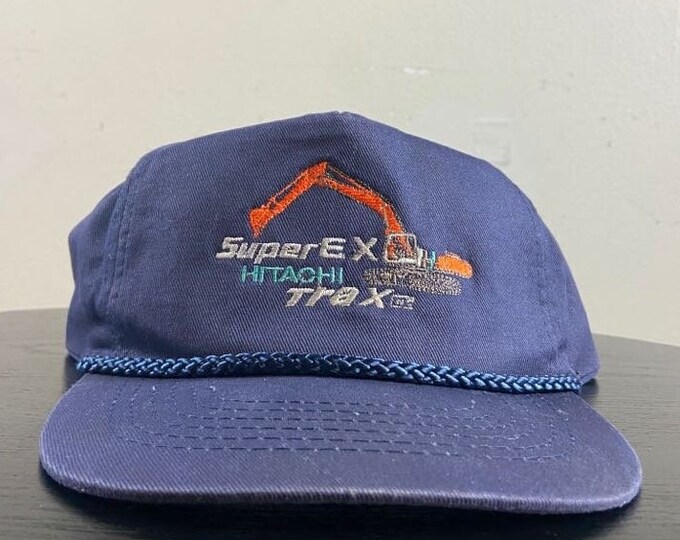 Vintage Super Ex Hitachi Trax Snapback Hat KC Caps OSFA Construction Machinery Manufacturer 1990s 90s