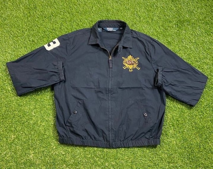 Vintage Blue Polo Ralph Lauren Jacket Size Large L Designer Clothing 1990s 90s Rare Quality Fit