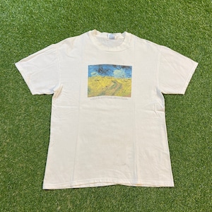 Vintage Vincent Van Gogh Wheatfield with Crows T Shirt Hanes Size Large L Western Art History Painter Paint 1990s 90s