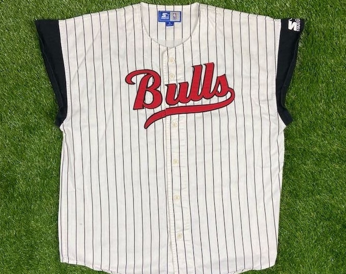 Vintage Chicago Bulls Baseball Jersey Starter Size Xtra Large XL Basketball 90s NBA 1990s Red Finals Classic Michael Jordan Rare Sleeveless
