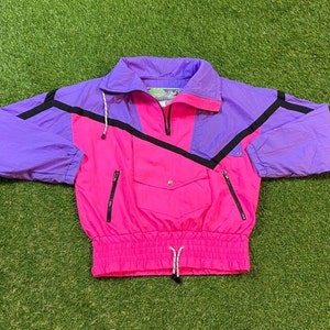 Vintage Graphic Windbreaker Zip Up Jacket Nils Size Large L Multicolor Streetwear Sport Active Wear Classic Light Rain Coat 1990s