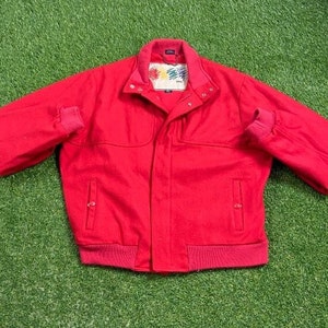 Vintage Red Jacket Bomber Coat Vaqo Size Xtra Large XL Classic Fit Sportswear Outerwear Winter Coat 1990s 90s Wool