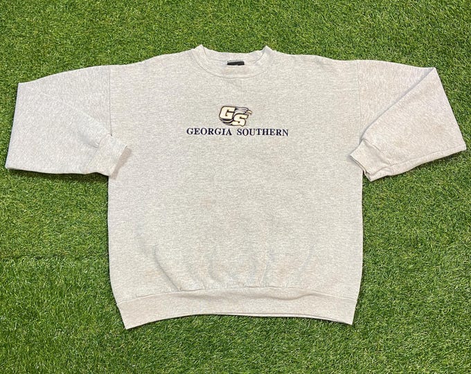 Vintage Georgia Southern University Crewneck Sweatshirt Made USA Size Large L NCAA College Football Atlanta Savanah 1990s 90s Pull Over