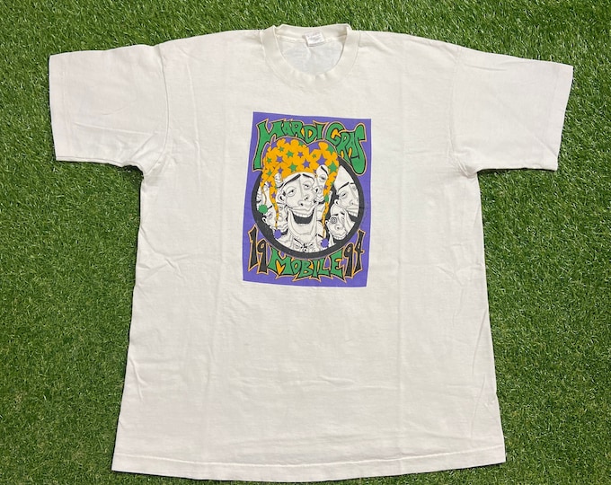 Vintage Mardi Gras 1994 T Shirt Tee Made USA Size Xtra Large XL New Orleans Big Easy Louisiana French Quarter Mobile Van Life 1990s 90s