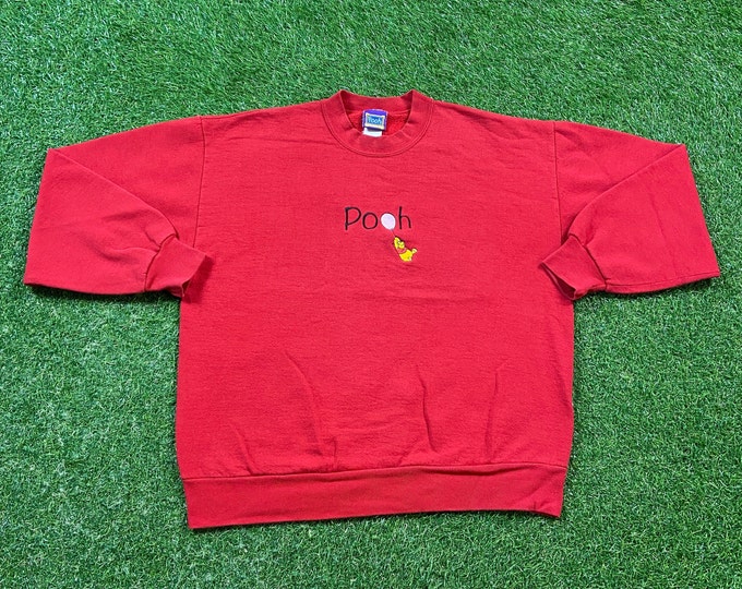 Vintage Winnie the Pooh Bear Crewneck Sweatshirt Size Large L Walt Disney World WDW Piglet Tigger 1990s 90s Pull Over Oversized
