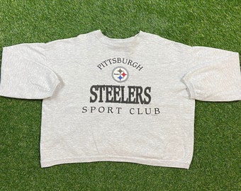 Vintage Pittsburgh Steelers Crop Crewneck Sweatshirt Cliff Engle Size Medium M NFL Football Pennsylvania Pull Over Oversized