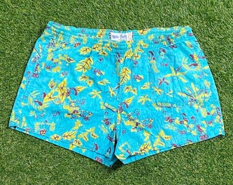 Vintage Multicolor Swimming Trunks Reyn Spooner Made USA Size Large L Swim Trunks Bathing Suit Beach Island Skate 1990s 90s All Over