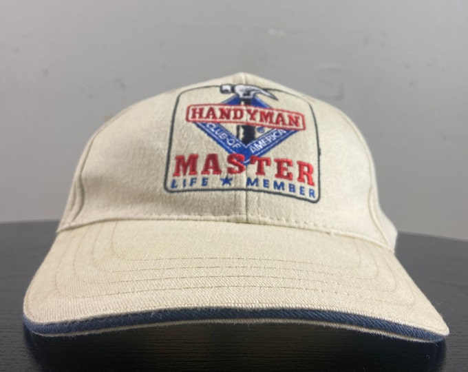 Vintage Handyman Clubs of America Strap Back Hat OSFA Master Life Member Hammer Tools Construction Classic Trucker Hat Rare Cap 1990s 90s