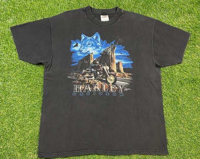 Vintage Harley Davidson Atlanta Georgia T Shirt Tee Hanes Size Xtra Large XL 3D Motorcycle Truckers Biker Rare Hog 1990s 90s