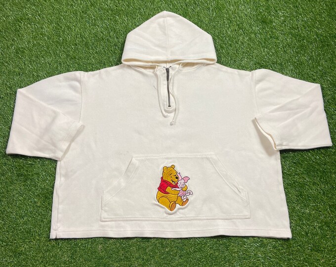 Vintage Winnie the Pooh Bear Hoodie Sweatshirt Size Xtra Large XL Walt Disney World Wdw Disneyland Disneyana Piglet Pull Over Oversized