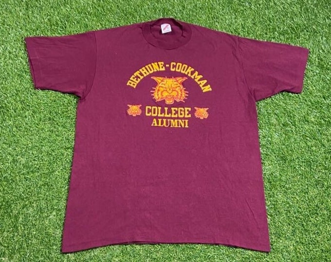 Vintage Bethune Cookman University T Shirt Tee Made USA Size Xtra Large XL College Alumni Daytona Beach Florida Wildcats 1990s 90s