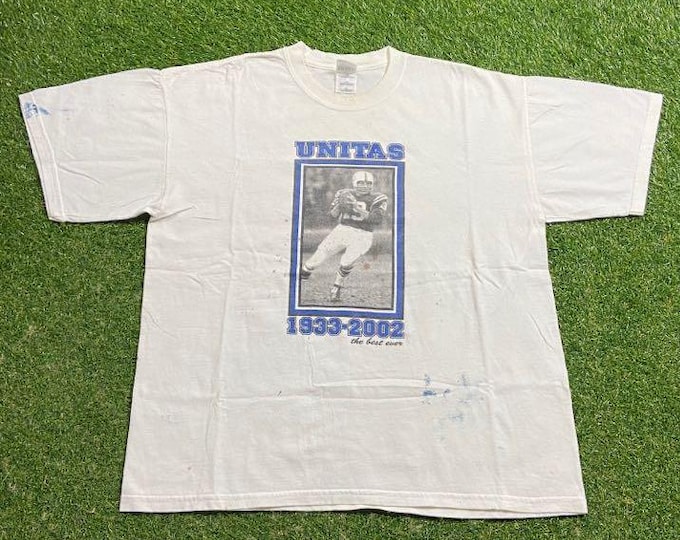 Vintage Indianapolis Colts Johnny Unitas T Shirt Tee Size Xtra Large XL NFL Football AFC Indiana Peyton Manning 1990s 90s