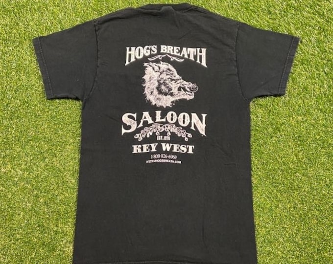 Vintage Hogs Breath Saloon Key West Florida T Shirt Tee Size Medium M Bike Week Harley Davidson HOG Motorbikes 1990s 90s