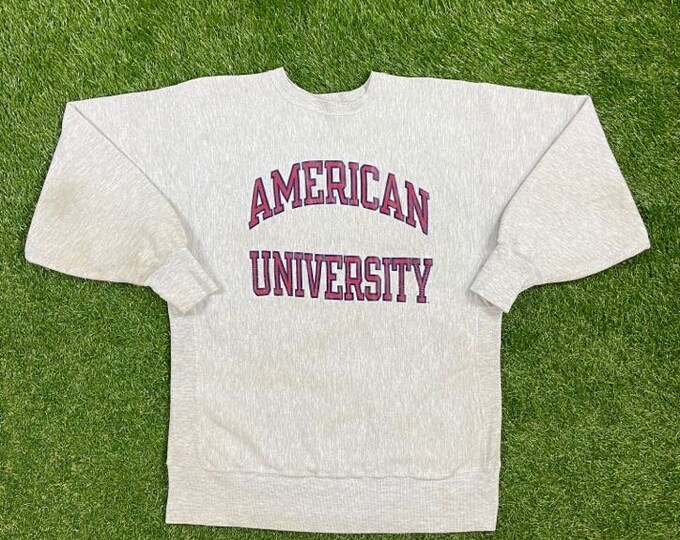 Vintage American University Crewneck Sweatshirt Champion Reverse Weave Made USA Size Xtra Large XL Washington DC Pull Over Oversized