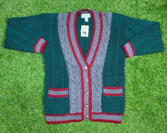 Vintage Green Cardigan Sweater Casual Corner Size Small S 1980s 80s Comfy Button Down Brand NEW Deadstock With tagsh T