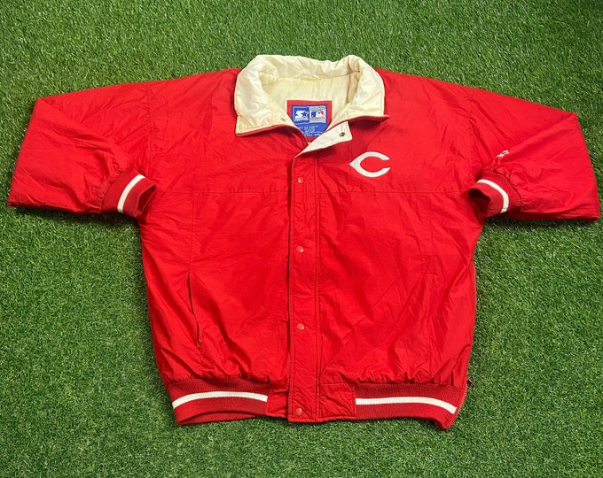 Vintage Cincinnati Reds Jacket Starter Size Xtra Large XL MLB Baseball Ken Griffey Jr Ohio Classic All Over Print Coat 1990s 90s