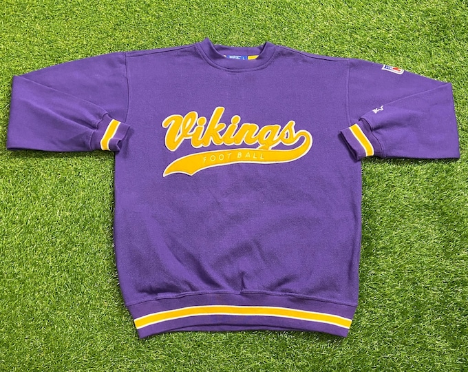 Vintage Minnesota Vikings Crewneck Sweatshirt Starter Size Large L NFL Football Randy Moss 1990s 90s Pull Over Oversized