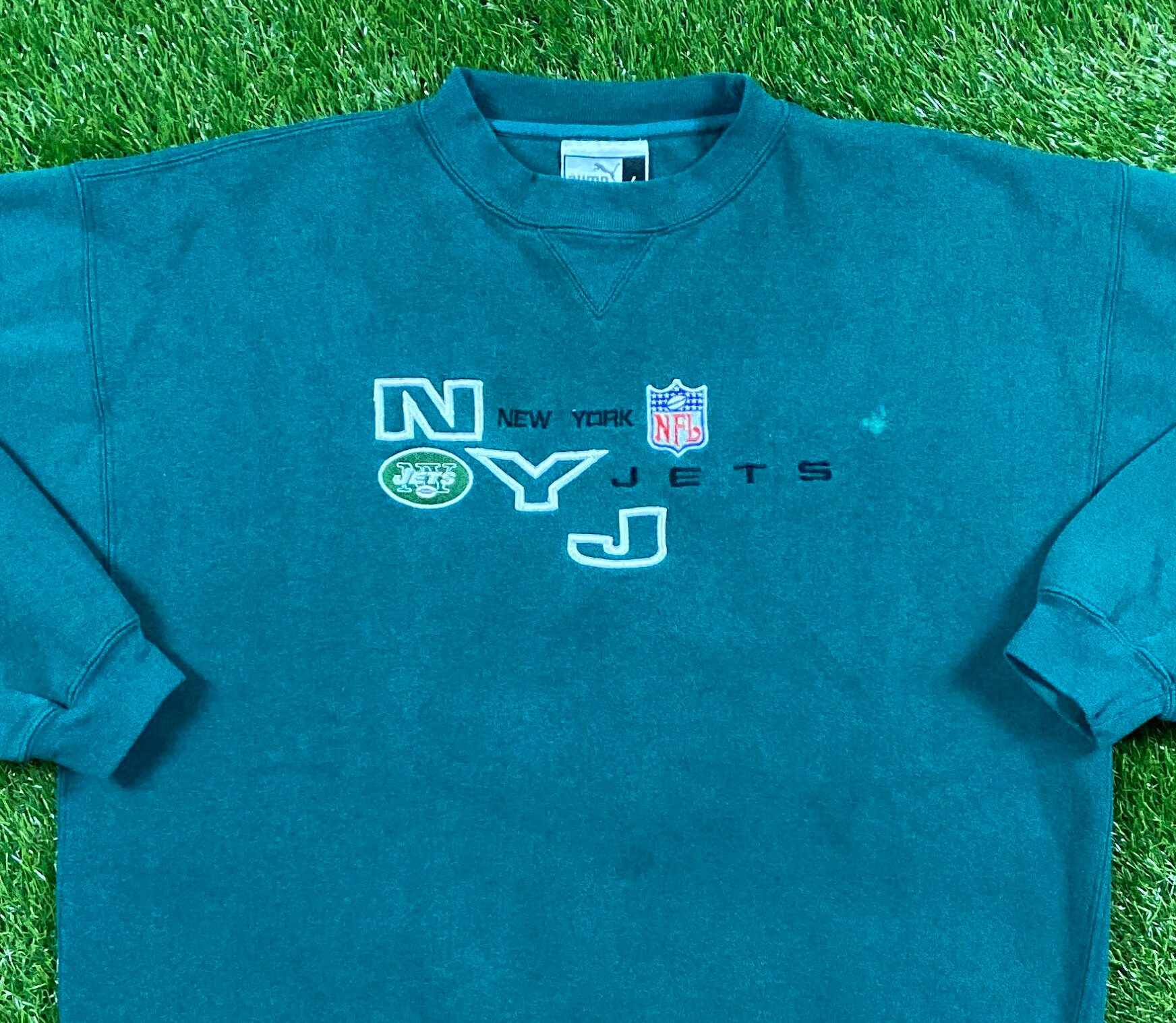 Vintage New York Jets Crewneck suéter Puma tamaño grande L NFL Etsy