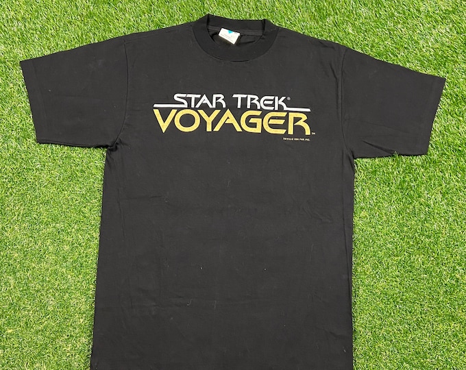 Vintage Star Trek Voyager T Shirt Tee Tour Champ Size Large L Star Wars Science Fiction 1980s 80s
