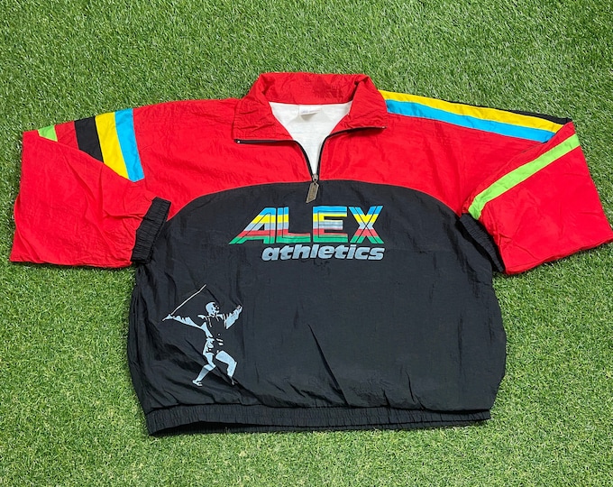 Vintage Alex Athletics Windbreaker Zip Up Jacket Size Large L Multicolor Streetwear Sport Active Wear Classic Light Rain 1990s Alexander