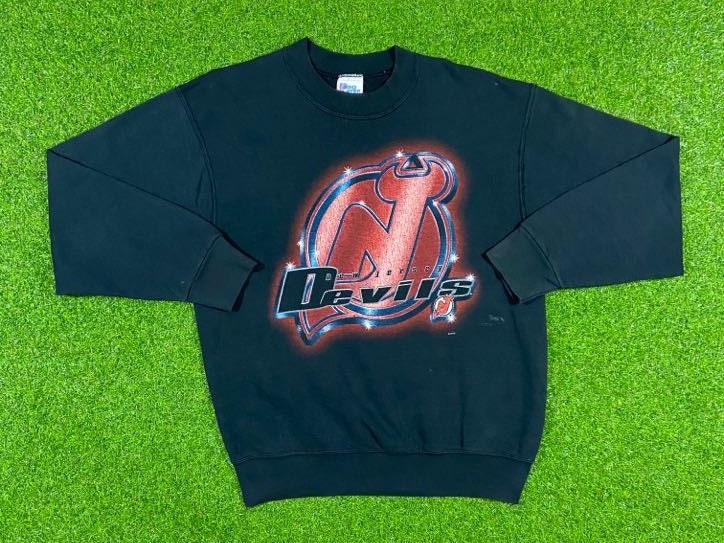 Vintage 1990's NHL New Jersey Devils Sweatshirt Hoodie Boy's Size 8