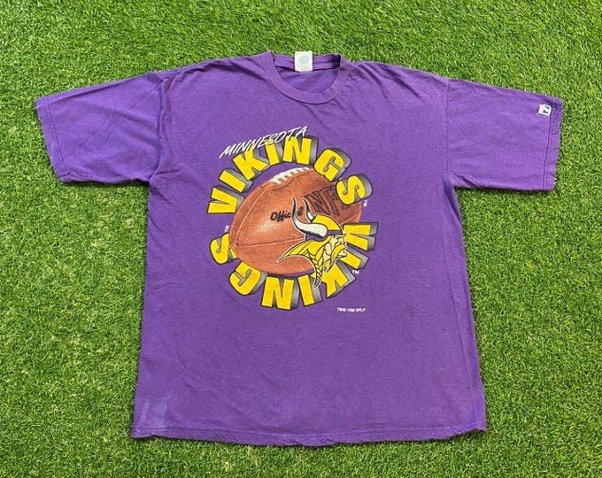 Vintage Minnesota Vikings T Shirt Tee Logo 7 Made USA Size Xtra Large XL NFL Football Randy Moss 1990s 90s