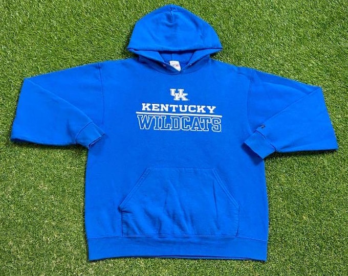 Vintage University of Kentucky Wildcats Hoodie Sweatshirt Size Large L UK Lexington Go Big Blue Classic NCAA College Basketball 1990s 90s