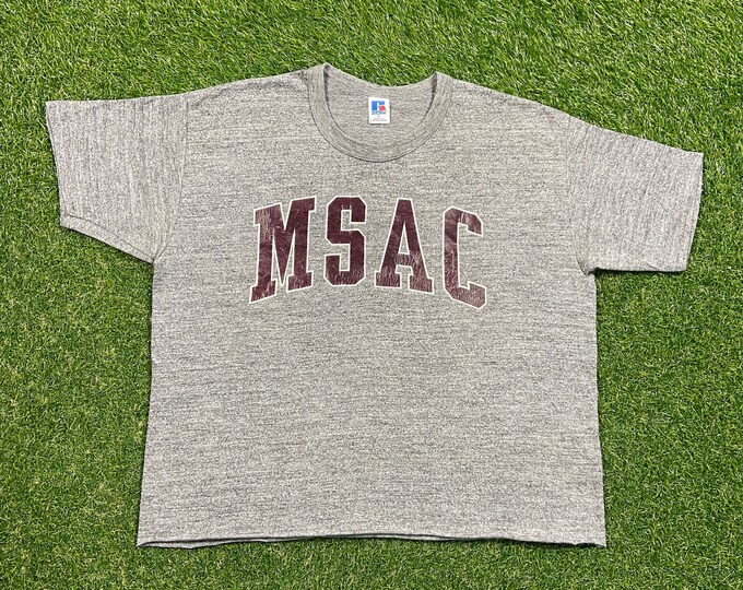 Vintage MSAC Sports Centres Crop T Shirt Tee Russell Athletic Made USA Size Xtra Large XL Pool Swimming Aquatic Melbourne Australia