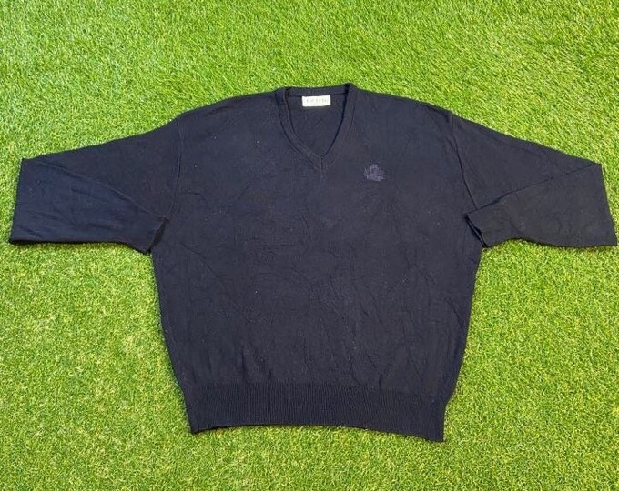 Vintage Izod V Neck Sweater Made USA Size XXL 2XL Blue 1980s 80s Designer Streetwear Pull Over Comfy