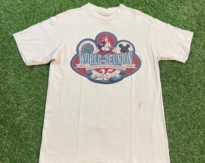 Vintage Walt Disney World 25th Anniversary T Shirt Tee Made USA Size Large L WDW Disneyland World Reunion Mickey Mouse 1990s 90s