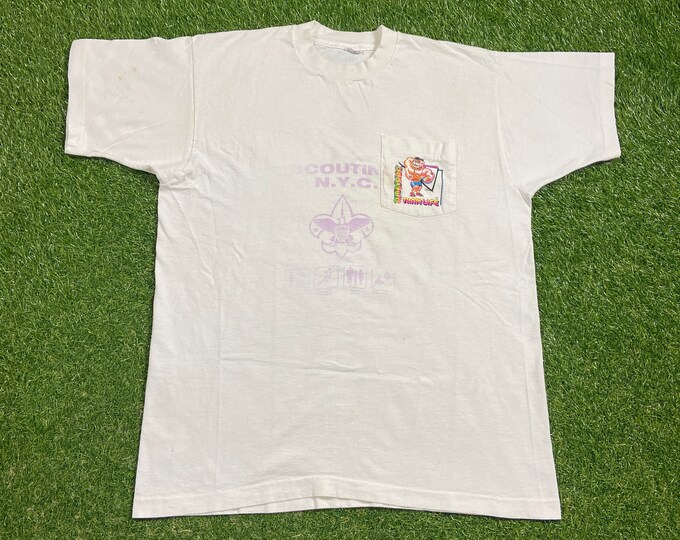 Vintage Scouting NYC T Shirt Tee Made USA Size Xtra Large XL Larger than Life New York City Subway Big Apple Broadway Manhattan 1990s 90s