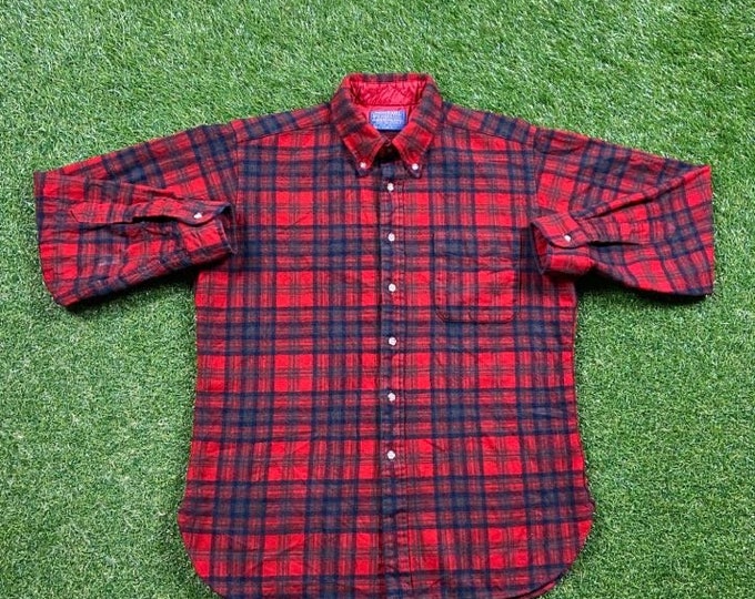 Vintage Pendleton Flannel Button Down Shirt Made USA Size Large L Outdoor Wear Work Wear Rugged 1990s 90s