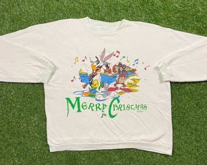 Ugly Christmas Sweater Vintage Tacky Holiday Party Merry Santa Classic Looney Tunes Size Xtra Large XL Xmas 90s 80s Family