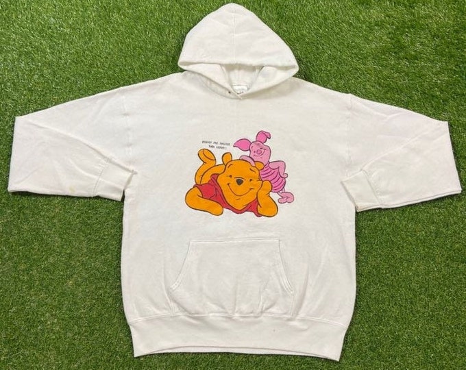 Vintage Winnie the Pooh Bear Hoodie Sweatshirt Size Large L Walt Disney World 80s 90s Wdw Disneyland Disneyana Piglet Pull Over Oversized