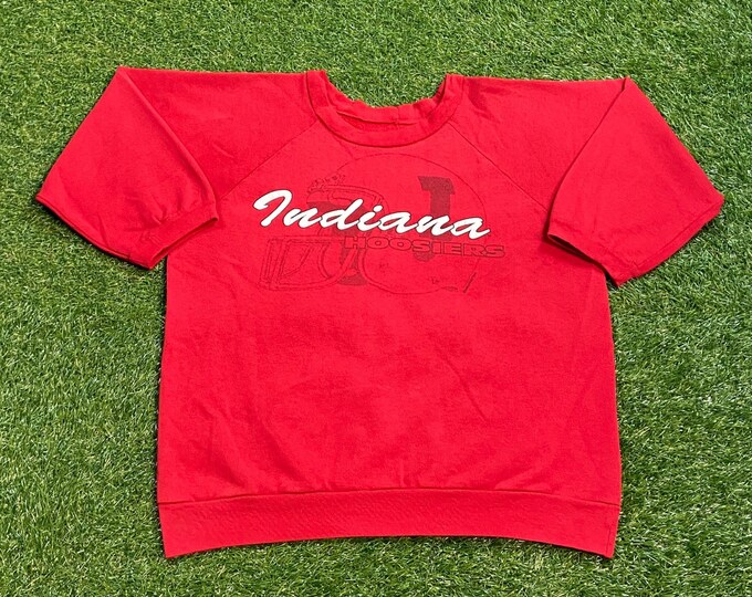 Vintage Indiana University Hoosiers Crewneck Sweatshirt Size Youth XL NCAA College Basketball IU Classic Pull Over Oversized 1990s