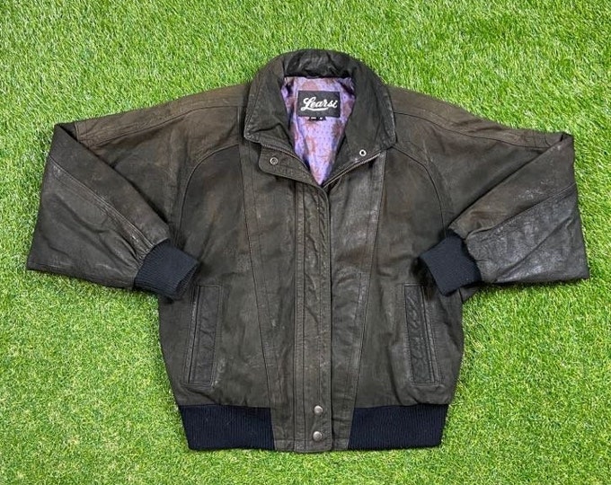 Vintage Learsi Brown Leather Jacket Size Small S Genuine Leather American Apparel Cozy Very Warm Coat