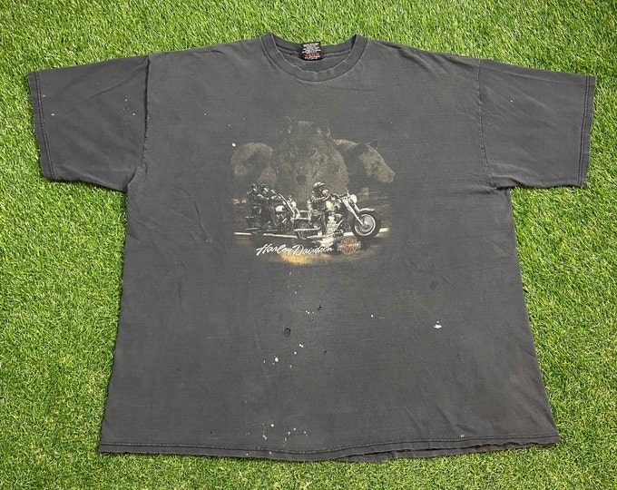 Vintage Harley Davidson T Shirt Tee Made USA 5X Sioux Falls South Dakota Bike Week HOG 3D Eagle Motorcycle Truckers Biker 1990s 90s