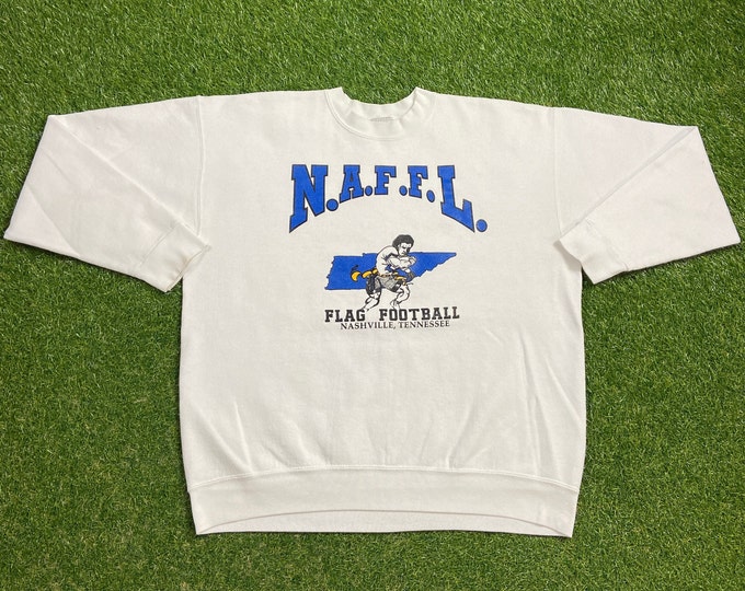 Vintage NAFFL Crewneck Sweatshirt Oneita Made USA Size Xtra Large XL Flag Football Nashville Tennessee Titans 1990s 90s Pull Over Oversized