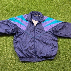 Vintage Graphic Windbreaker Zip Up Jacket Santolina Sport Size Large L Multicolor Streetwear Sport Active Wear Classic Light Rain Coat 1990s