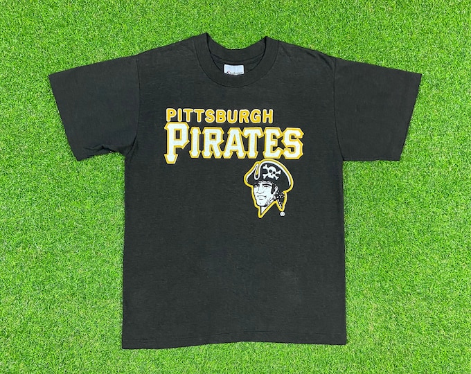 Vintage Pittsburg Pirates T Shirt Tee Stedman Medium Made USA MLB Baseball Clemente Bond 1980s 80's