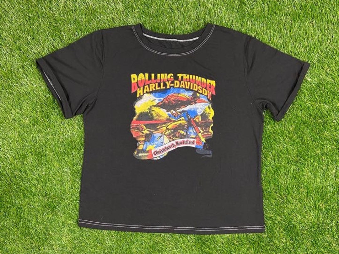 Vintage Harley-davidson Rolling Thunder Black T Shirt Tee