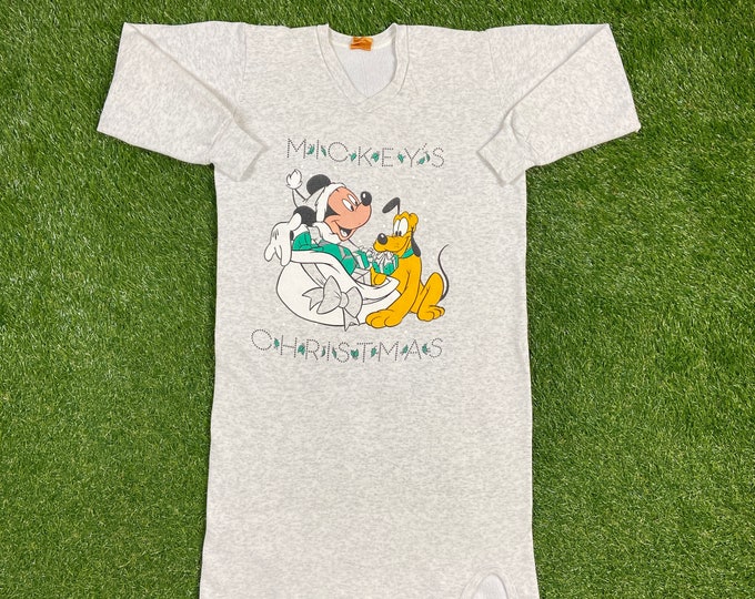 Ugly Mickey and Pluto's Christmas Sweater Sleepwear Vintage Tacky Holiday Party Merry Santa Classic 80s 90s Xmas Walt Disney Size Medium