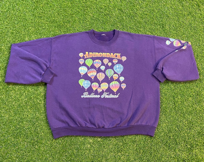 Vintage Adirondack Balloon Festival Crewneck Sweatshirt Size Xtra Large Hot Air Balloon Labor Day Event 1990s 90s Pull Over Oversized
